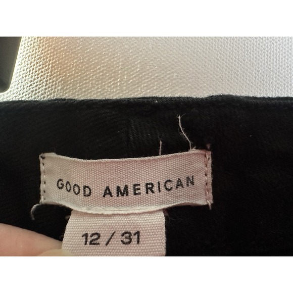 GOOD AMERICAN Women's SIZE 12 Black Straight Leg Stretchy Jeans Denim - Picture 6 of 11